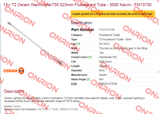 F13T2-73-OS obsolete Osram