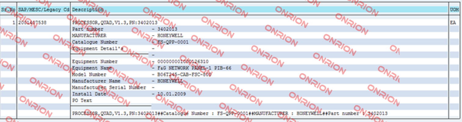 FS-QPP-0001  Honeywell