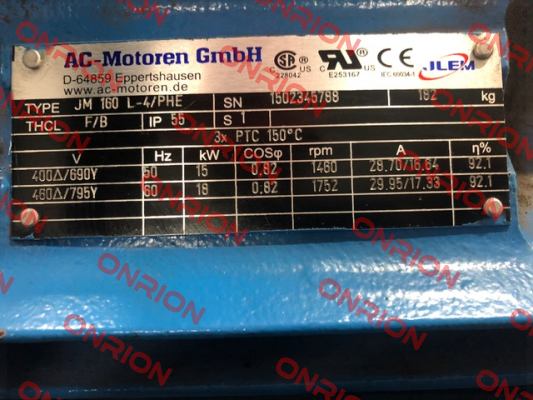 JM 160 L-4/PHE REPLACED BY ACM160L4/PHE AC Motoren