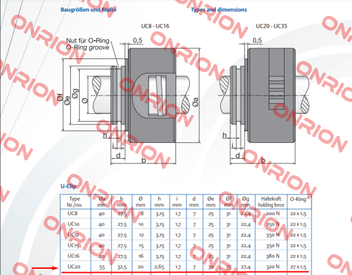 U-Clip Klemmelement UC20 Uhing®