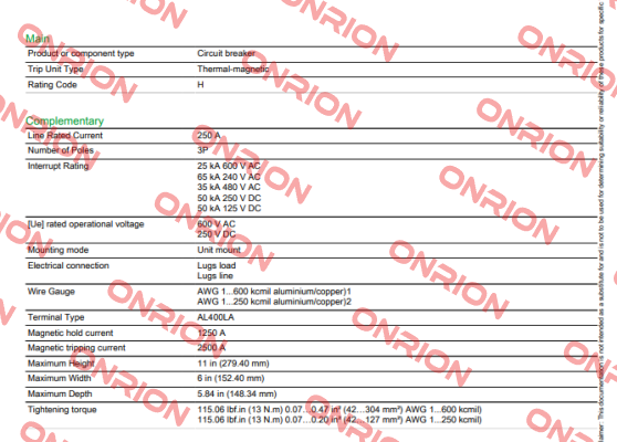 LHL36250 Square D (Schneider Electric)