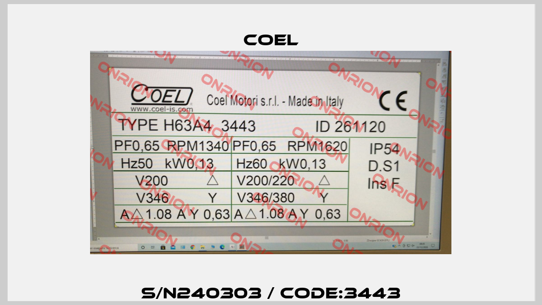 S/N240303 / Code:3443 Coel