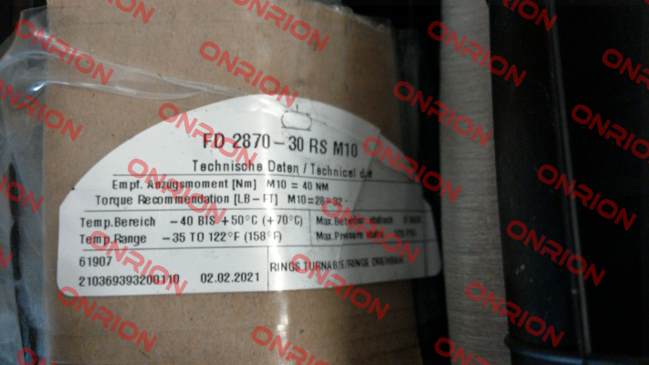 P/N:115265; Type:FD2870-30 RS M10 Contitech