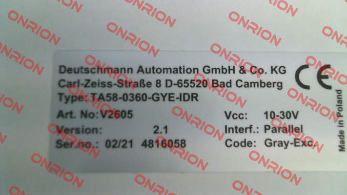 TA58-0360-GYE-IDR Deutschmann