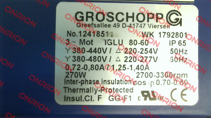 Type: IGLU 80-60 / IP65 Groschopp