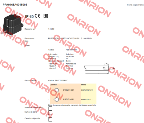 PFA9165A0015003 Ter Tecno Elettrica Ravasi