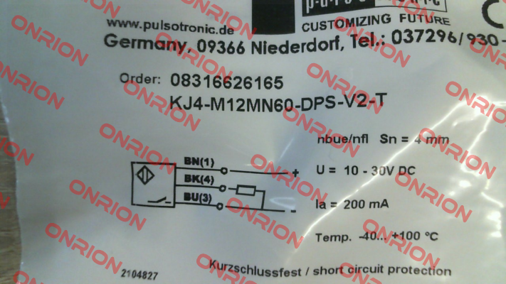 p/n: 08316626165, Type: KJ4-M12MN60-DPS-V2-T Pulsotronic