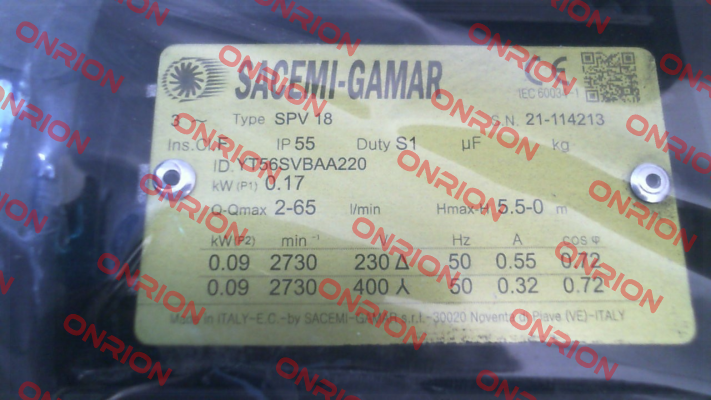 SPV18/220 (YT56SVBAA2205-1) Sacemi