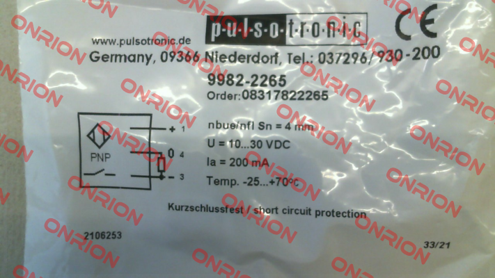 9982-2265 \ KJ4-M12MN50-DPS-V2 Pulsotronic