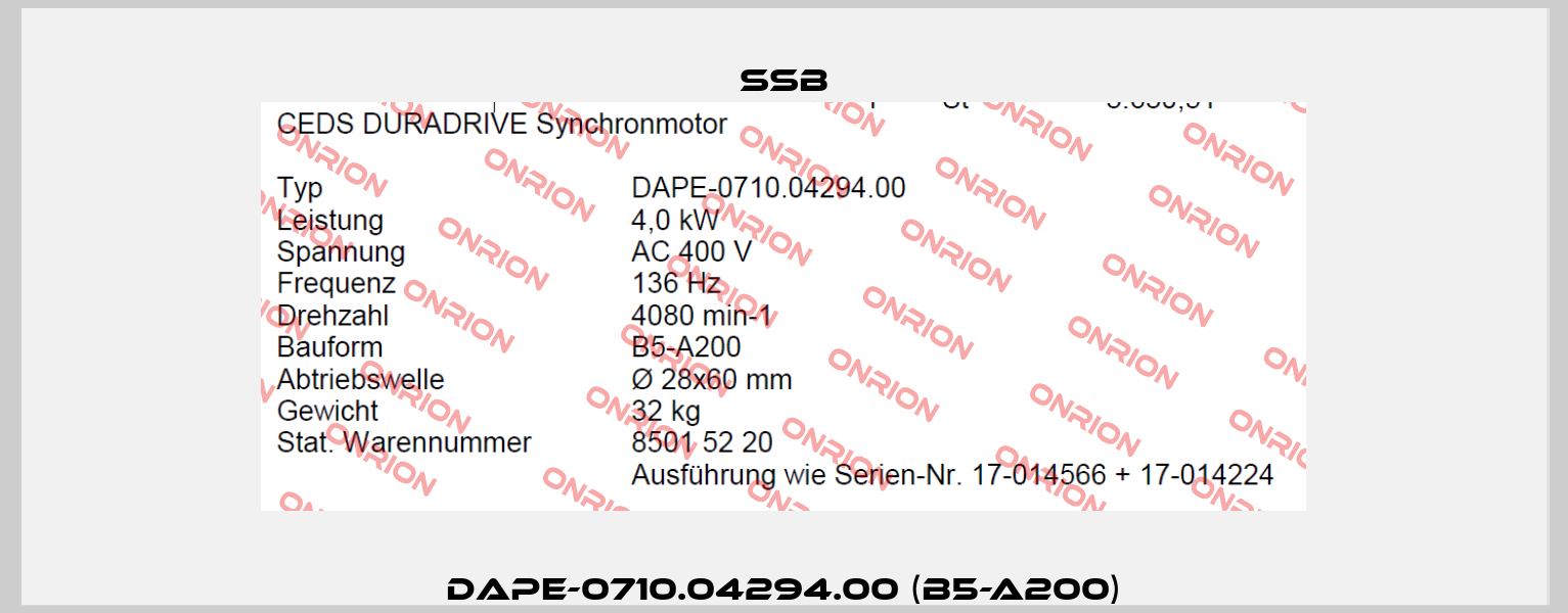 DAPE-0710.04294.00 (B5-A200) SSB