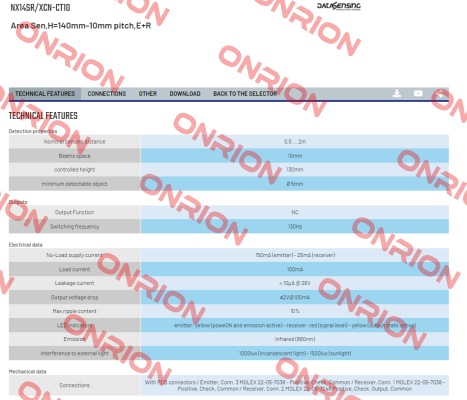 NX14SR/XCN-CT10 Micro Detectors / Diell